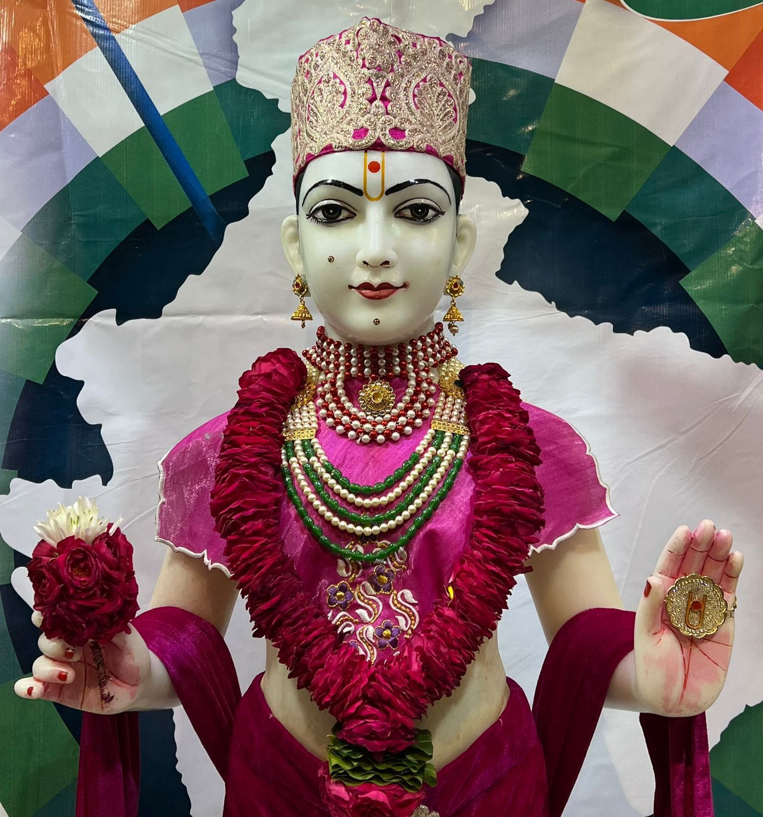 Swaminarayan Bhagwan with floral garland