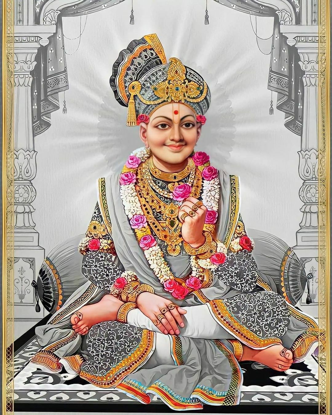 Swaminarayan sitting in divine pose