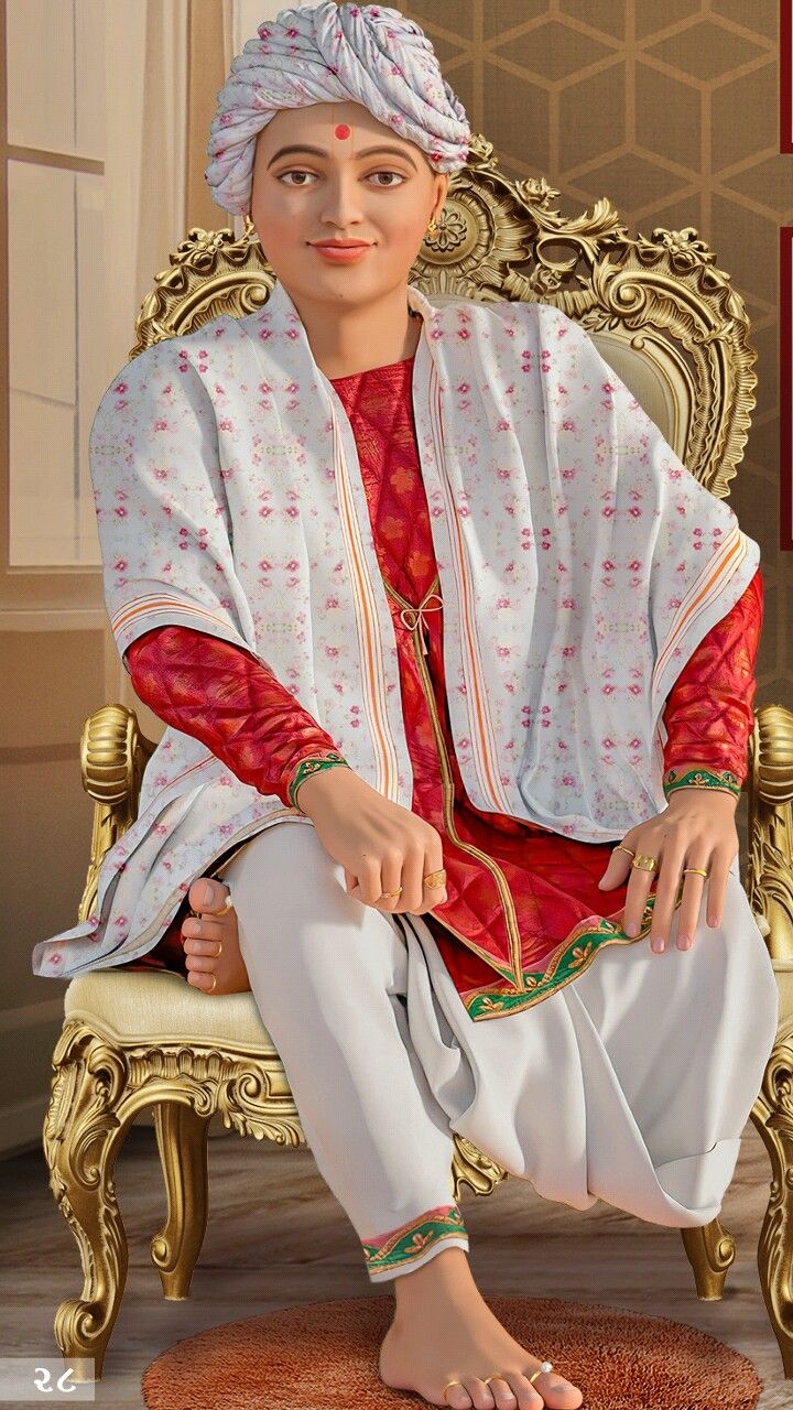 Swaminarayan seated on golden chair