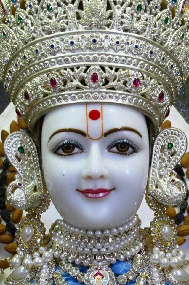 Swaminarayan with ornate crown and face