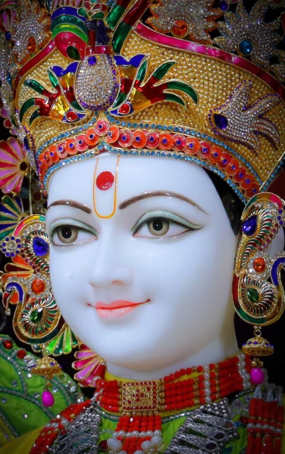 Close-up of Swaminarayan’s serene face