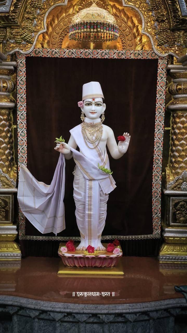Swaminarayan deity in temple setting