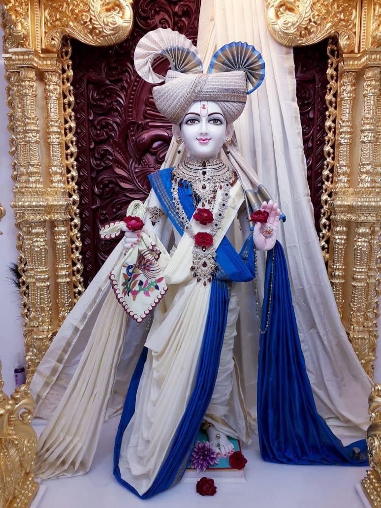 Swaminarayan Bhagwan beautifully adorned in temple