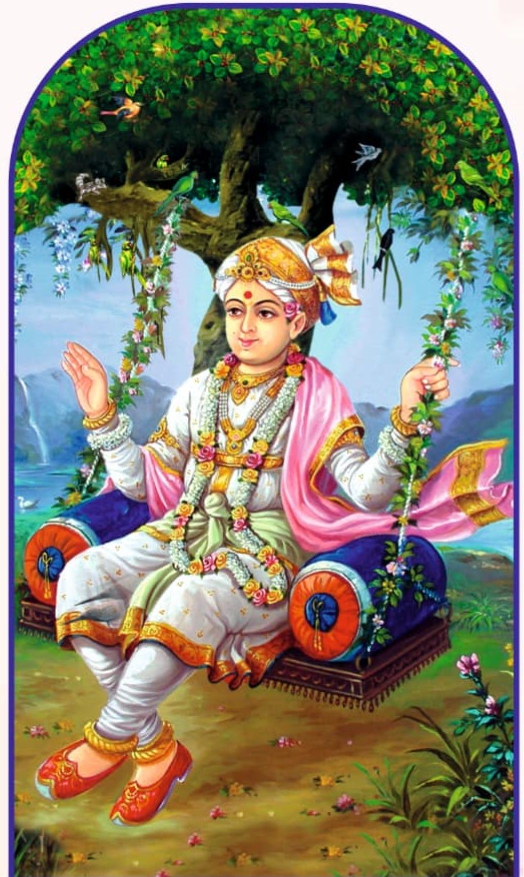 Swaminarayan seated on a throne