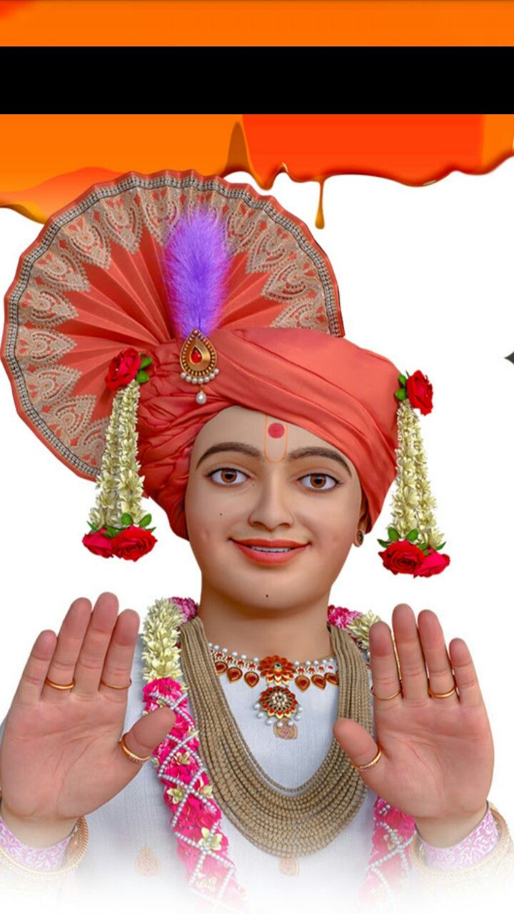 Swaminarayan offering blessing with hands