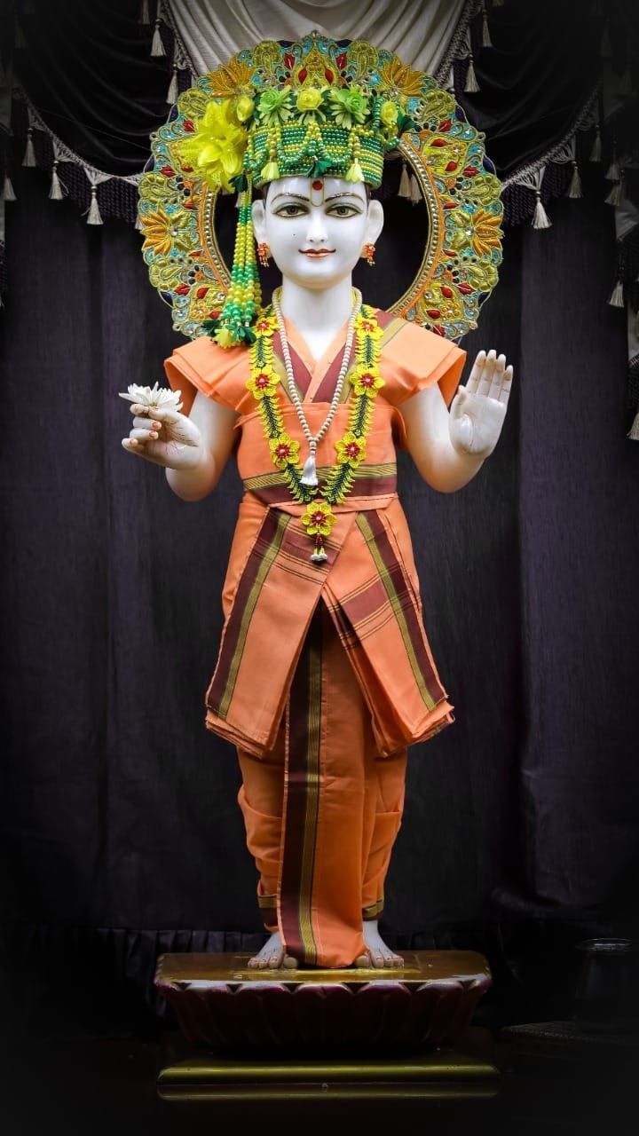 Shri Swaminarayan bestows a blessing.