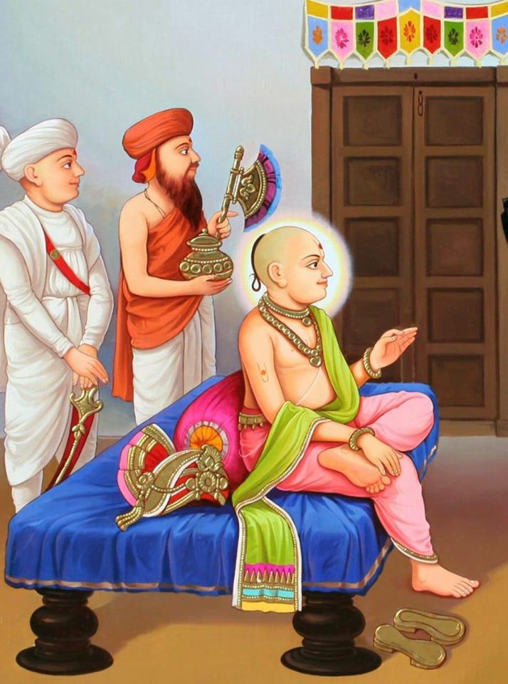 Swaminarayan with attending devotees