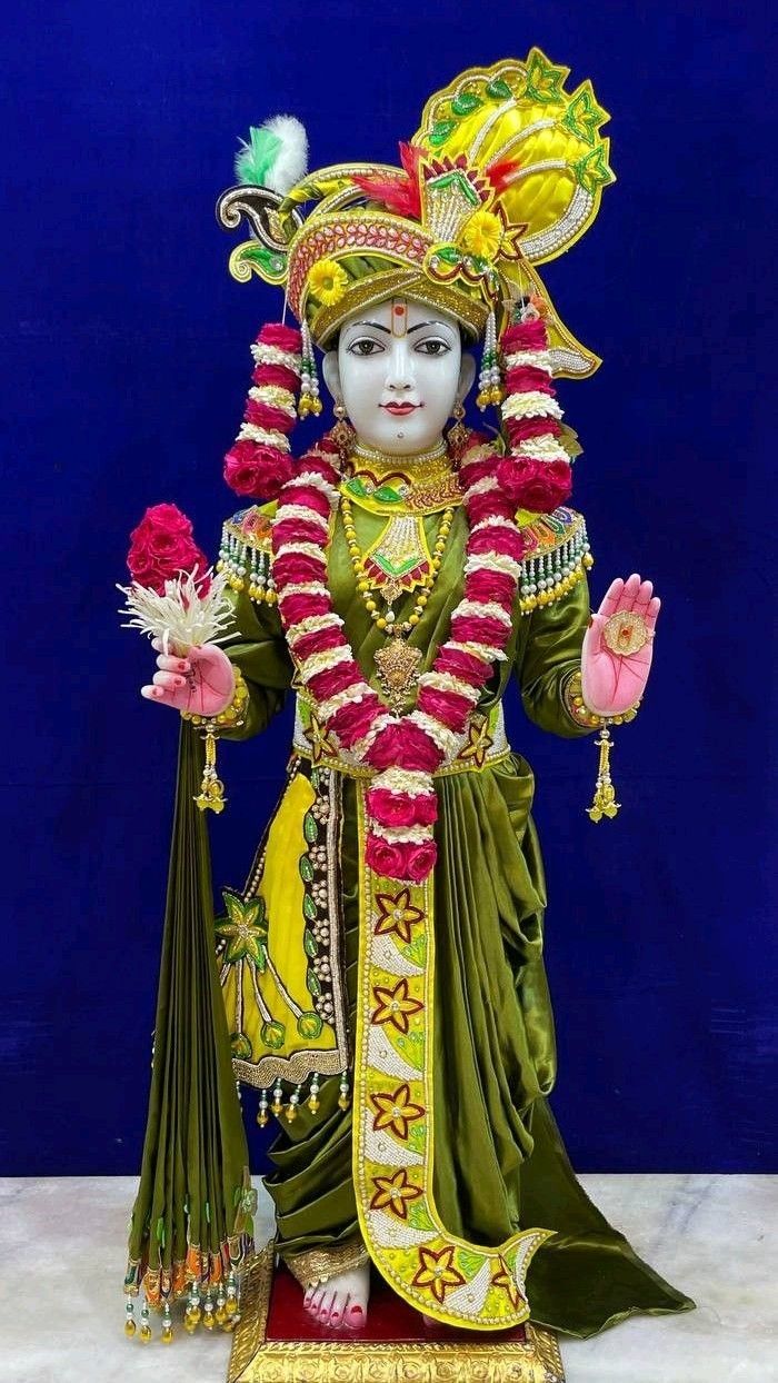 Swaminarayan with flower garlands