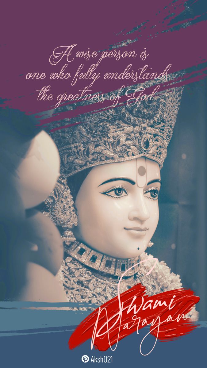 Close-up portrait of Swaminarayan deity.