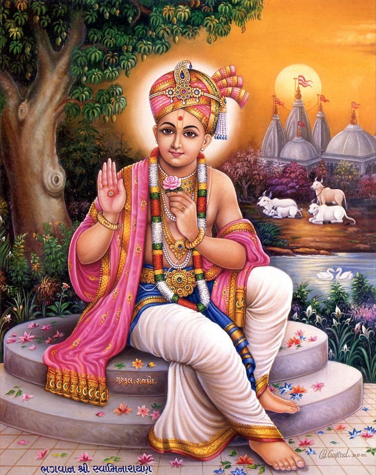 Swaminarayan bestows a blessing on devotees