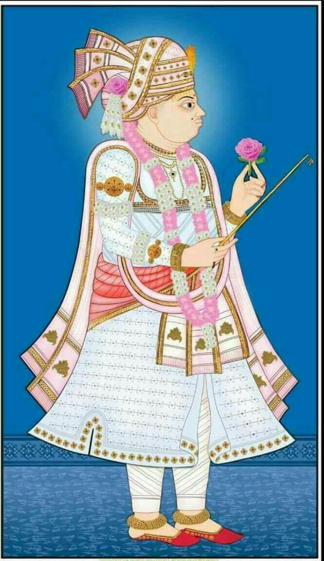 Swaminarayan holding a lotus flower