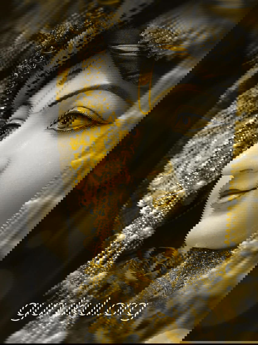 Swaminarayan\'s serene marble portrait