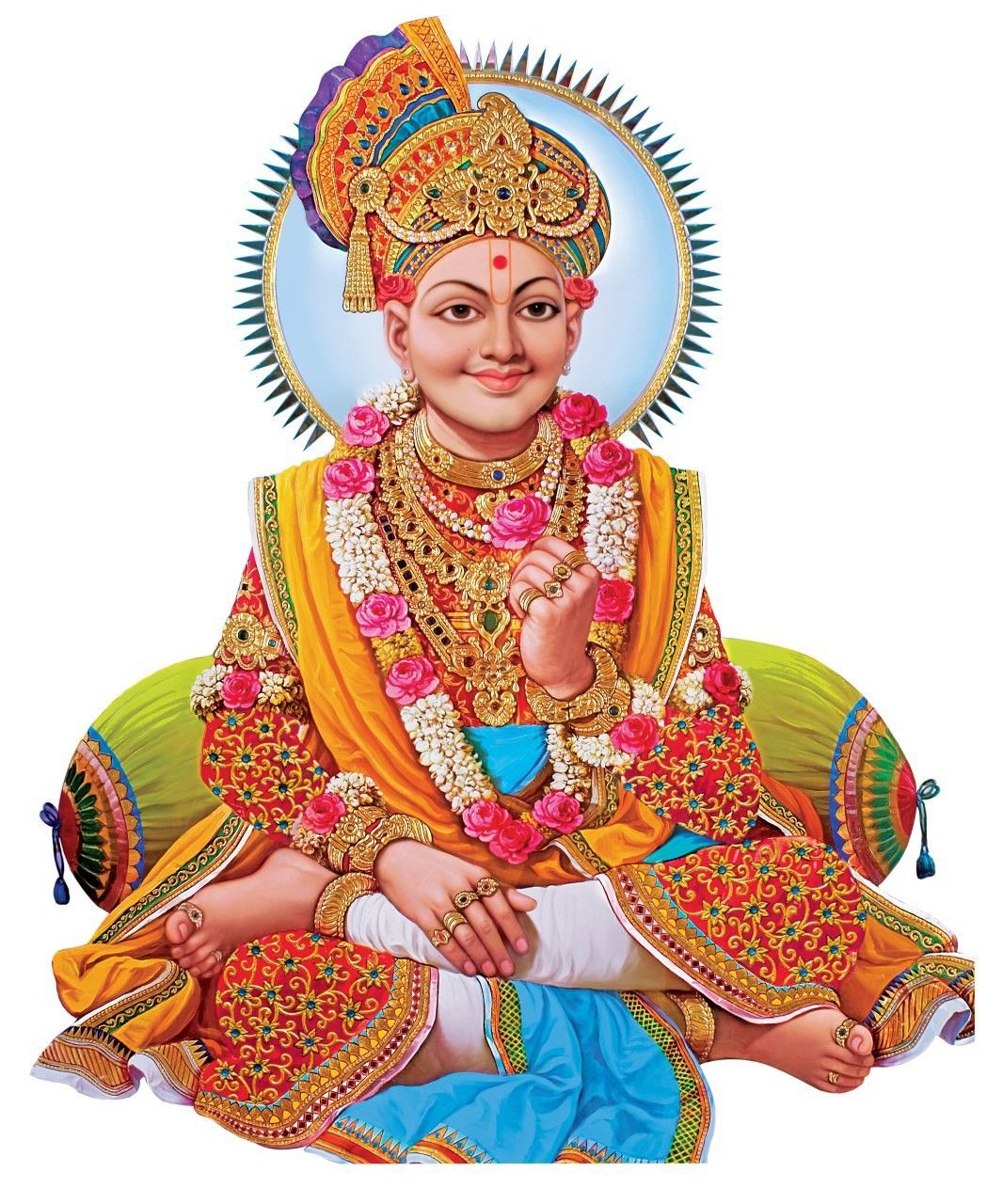Swaminarayan Maharaj sitting in a lotus pose