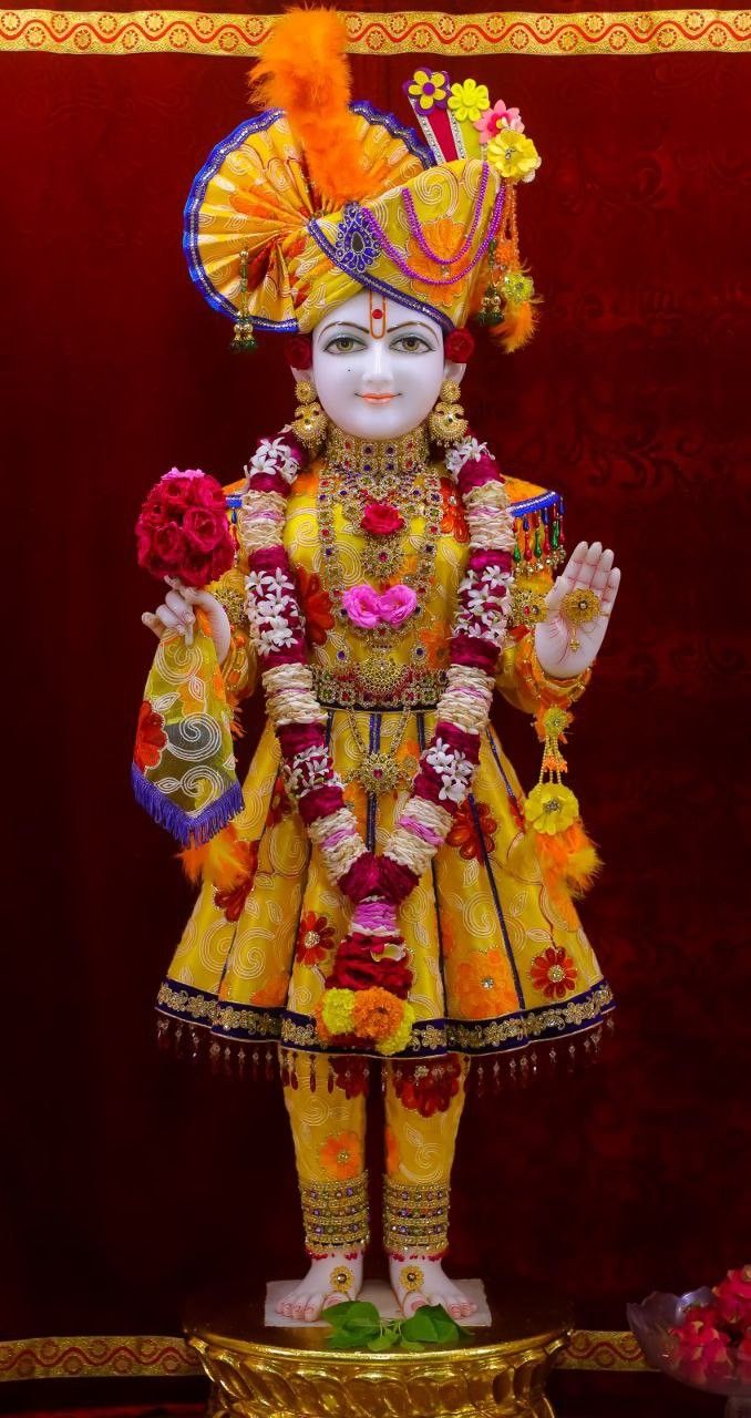 Swaminarayan deity in golden attire