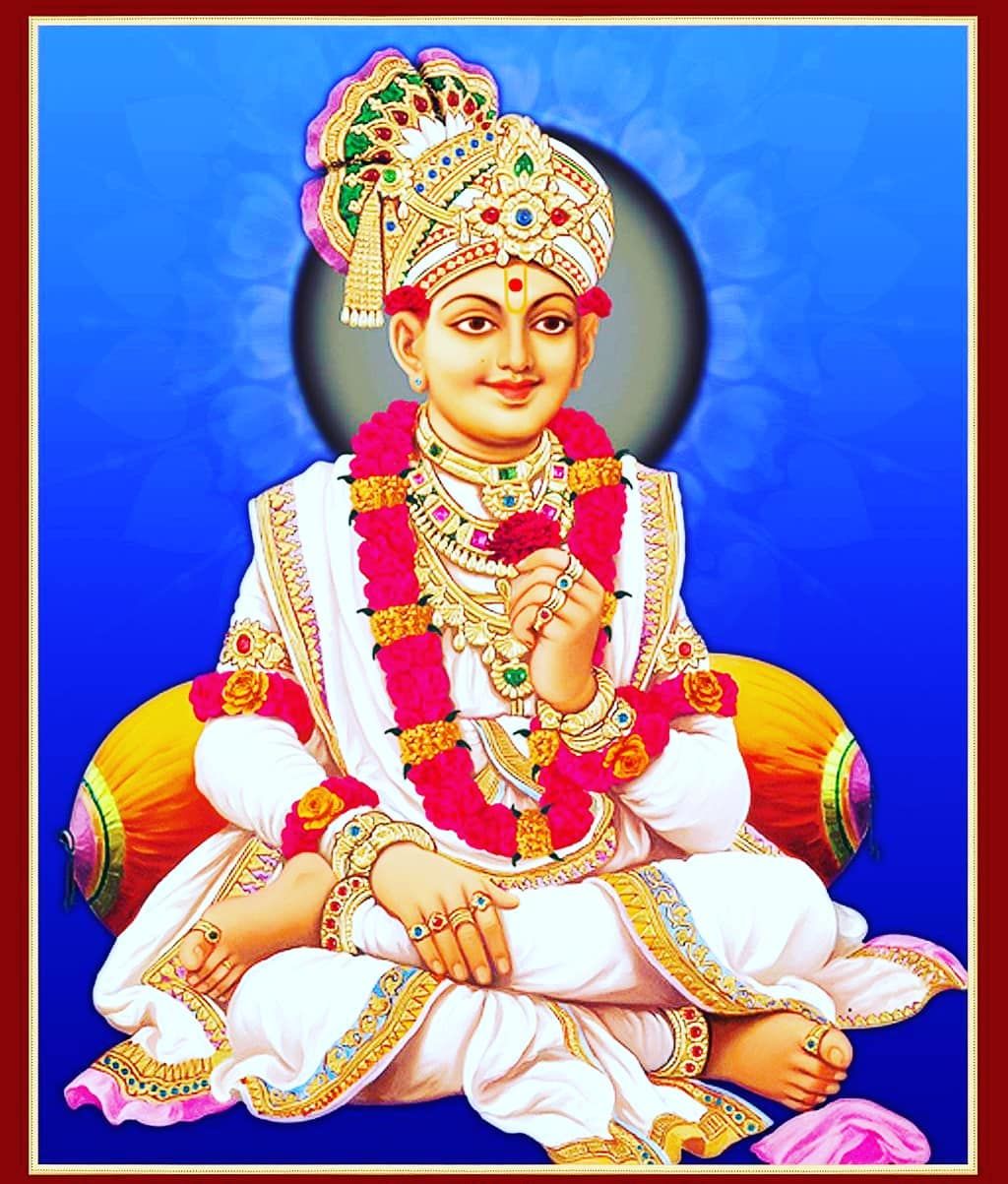 Swaminarayan seated in devotional pose