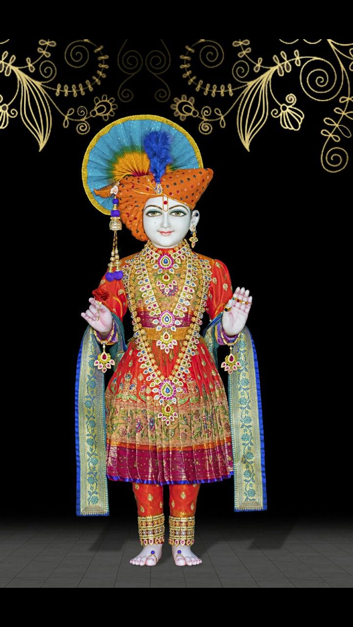 Swaminarayan in ornate golden attire