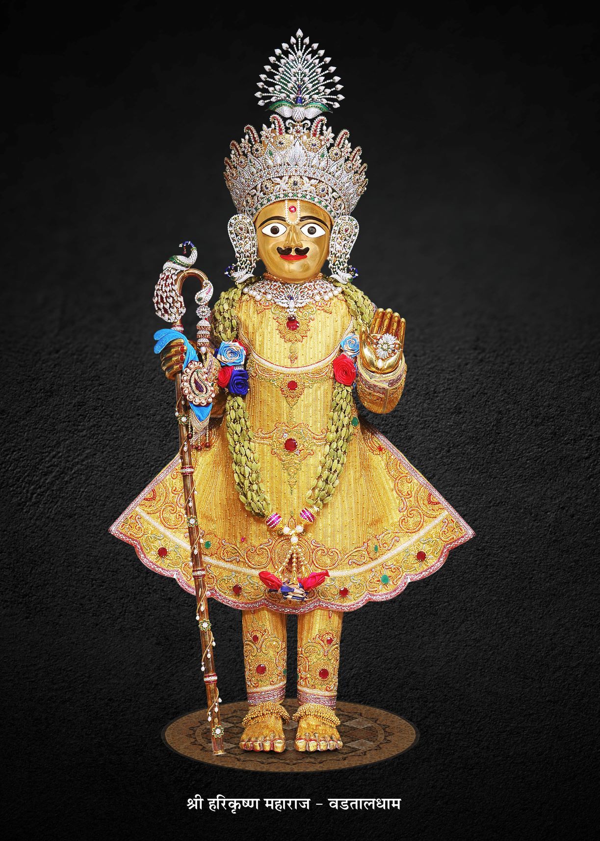 Golden Swaminarayan deity portrait