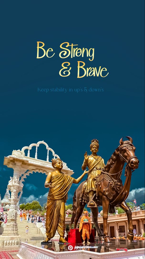 Swaminarayan with temple and horse statue