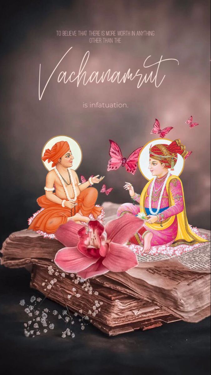 Swaminarayan with disciple and butterflies