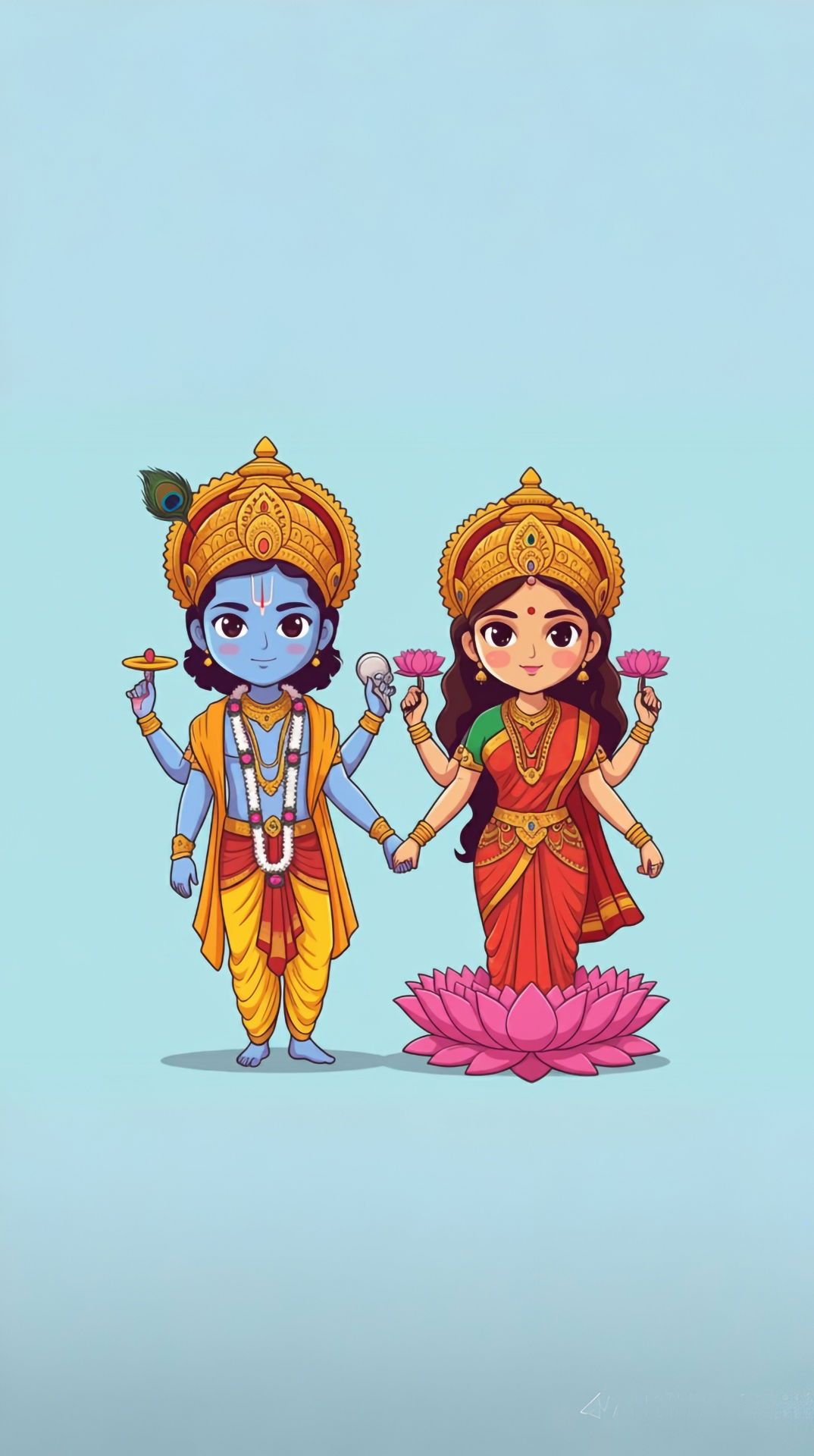 Vishnu and Lakshmi divine couple illustration