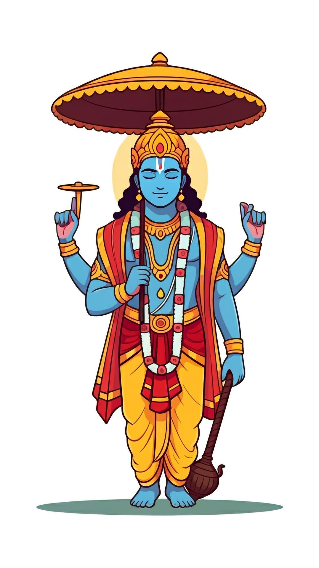 Lord Vishnu with sacred attributes illustration