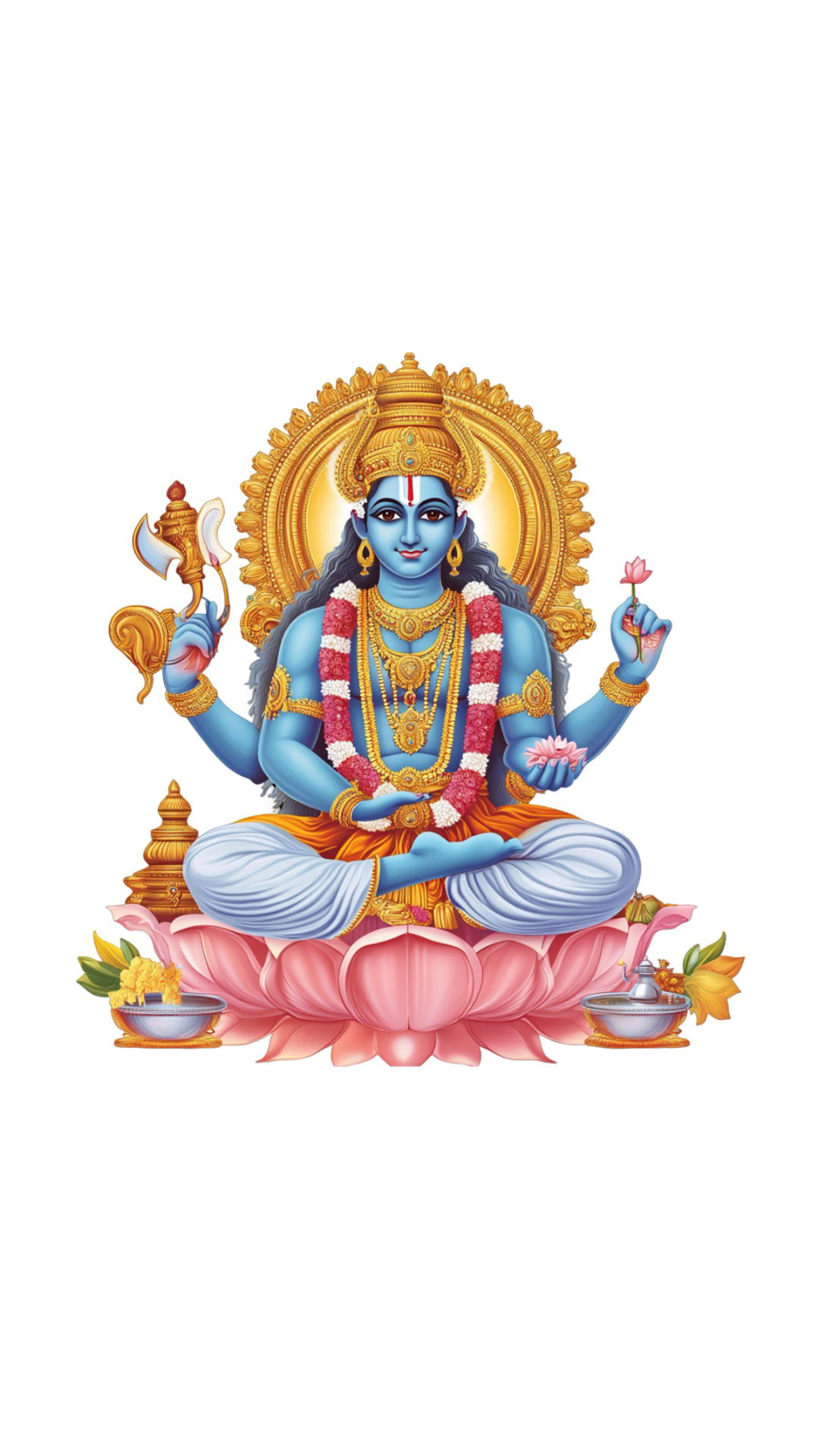 Lord Vishnu seated on a lotus flower