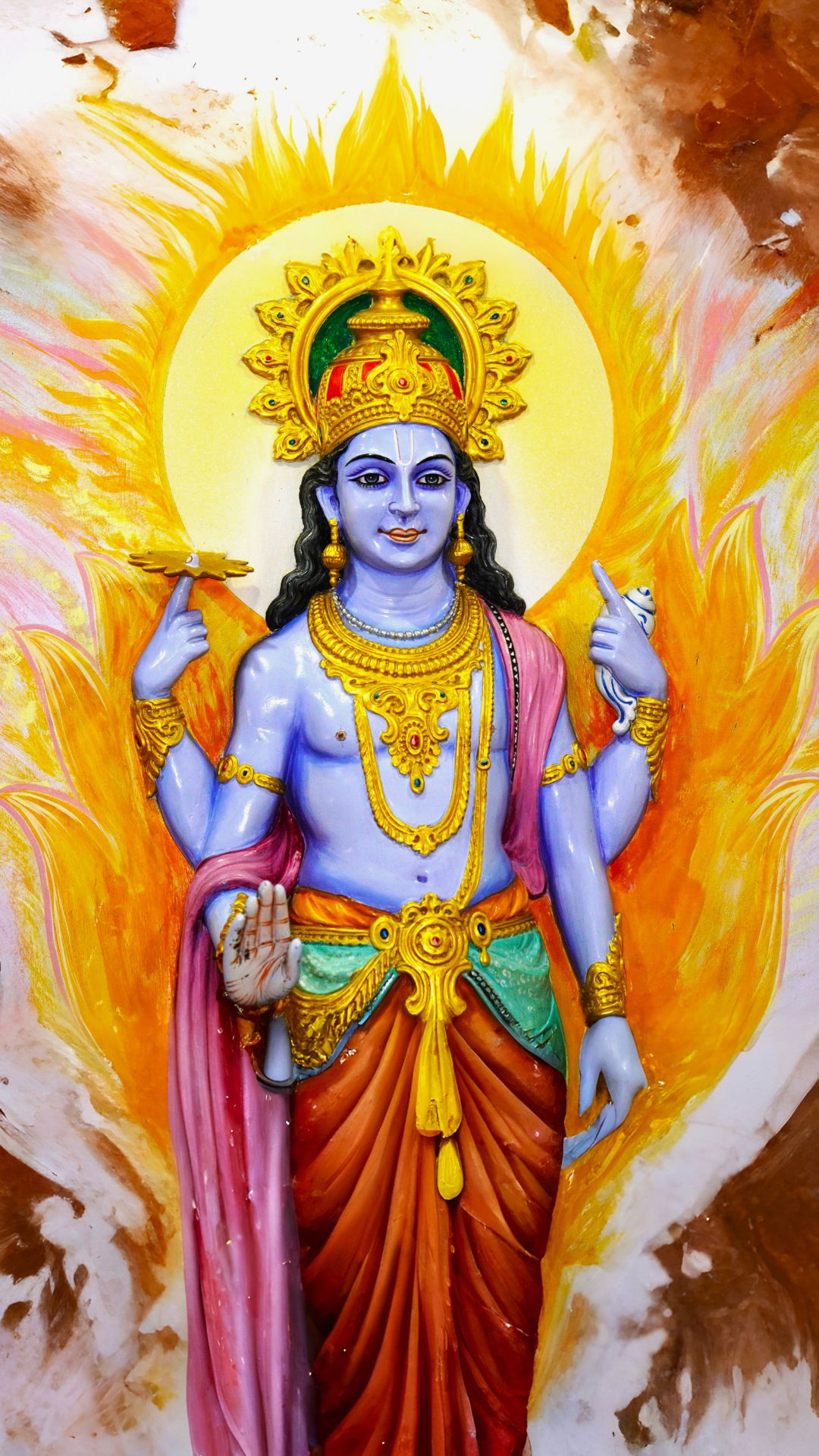 Blue-skinned Vishnu with golden halo
