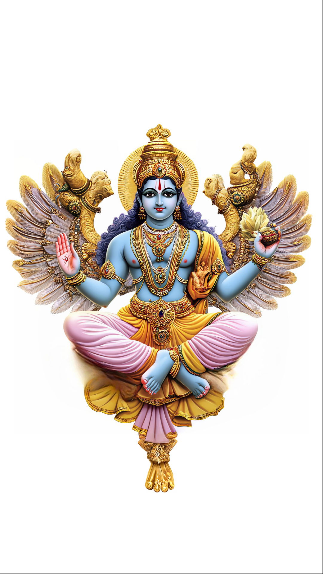 Lord Vishnu seated on Garuda
