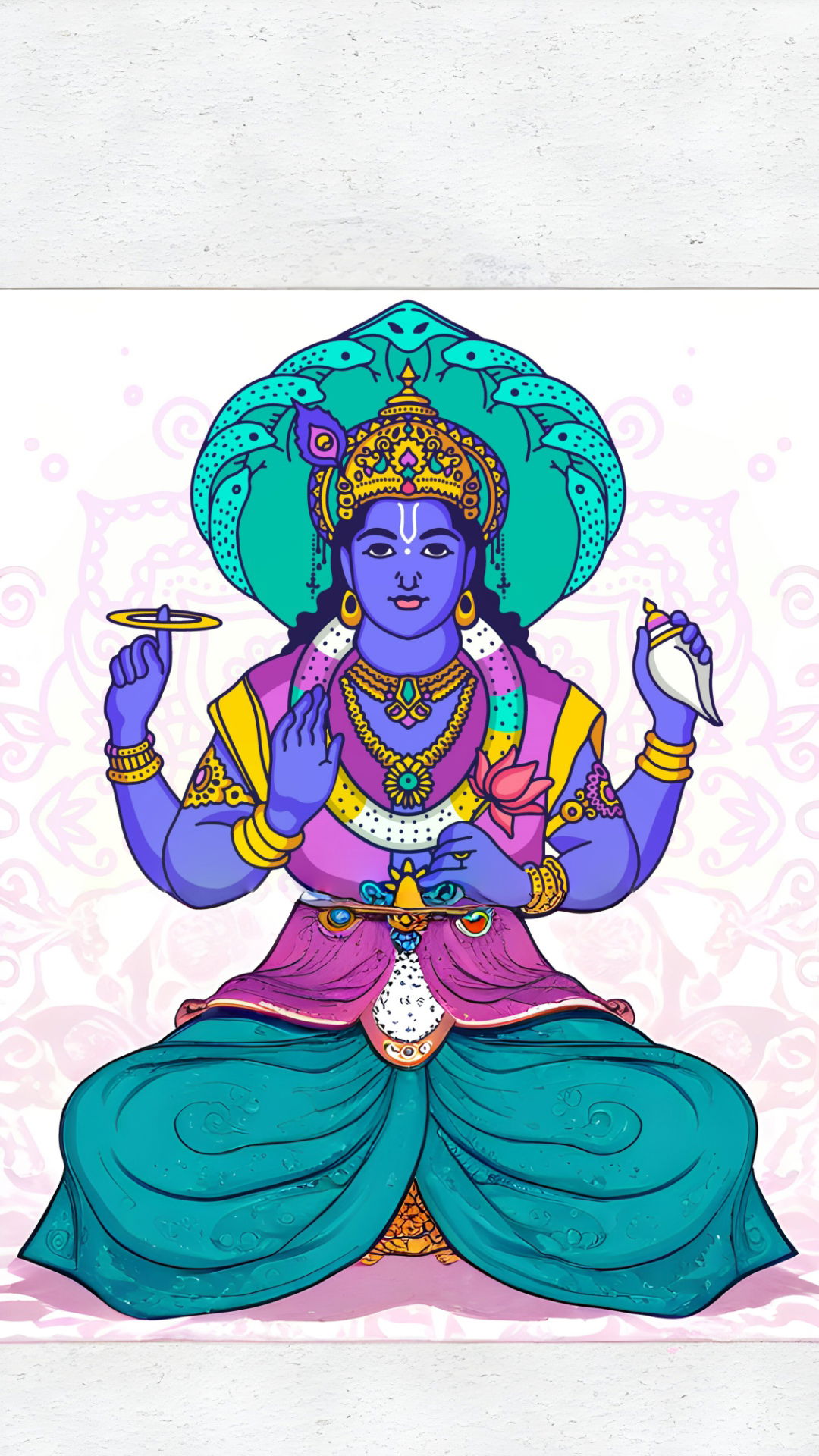 Lord Vishnu seated on a lotus