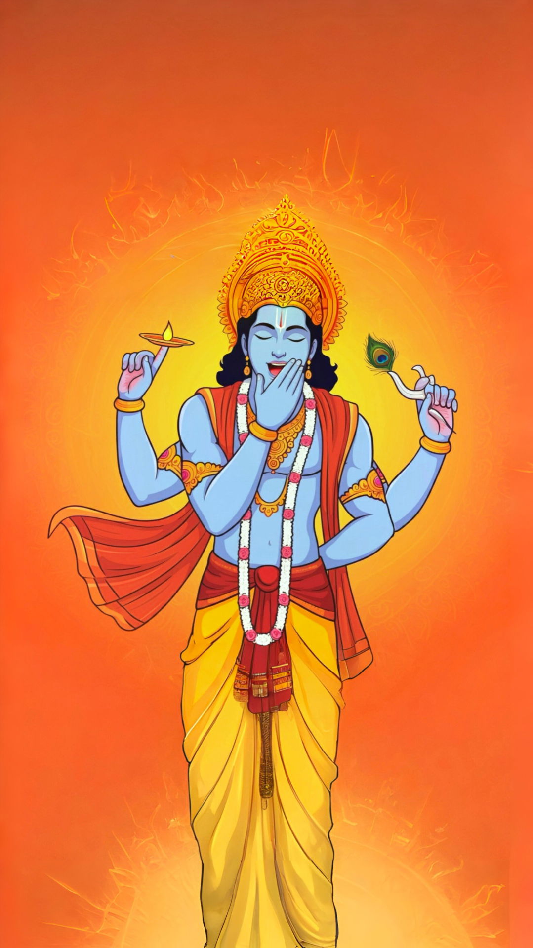 Lord Krishna playing a flute, divine illustration