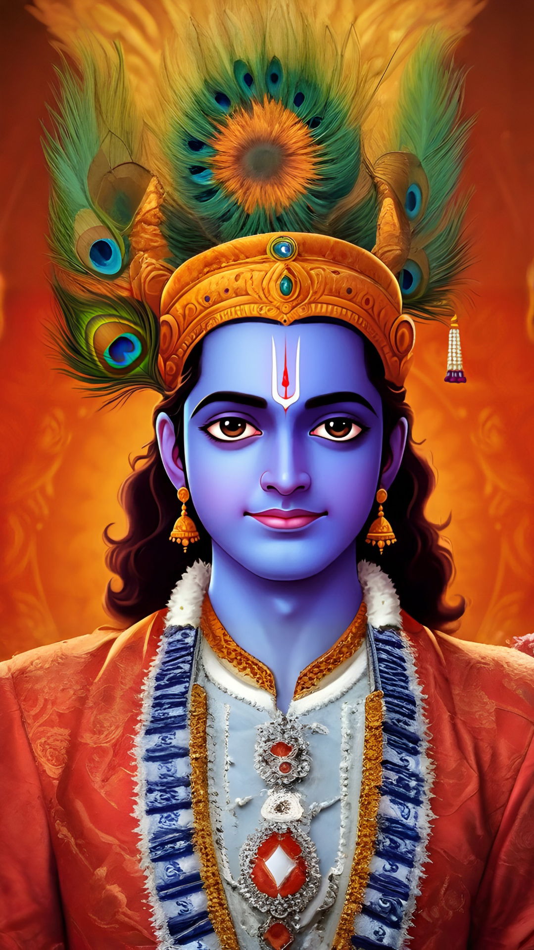 Lord Krishna with peacock feather crown