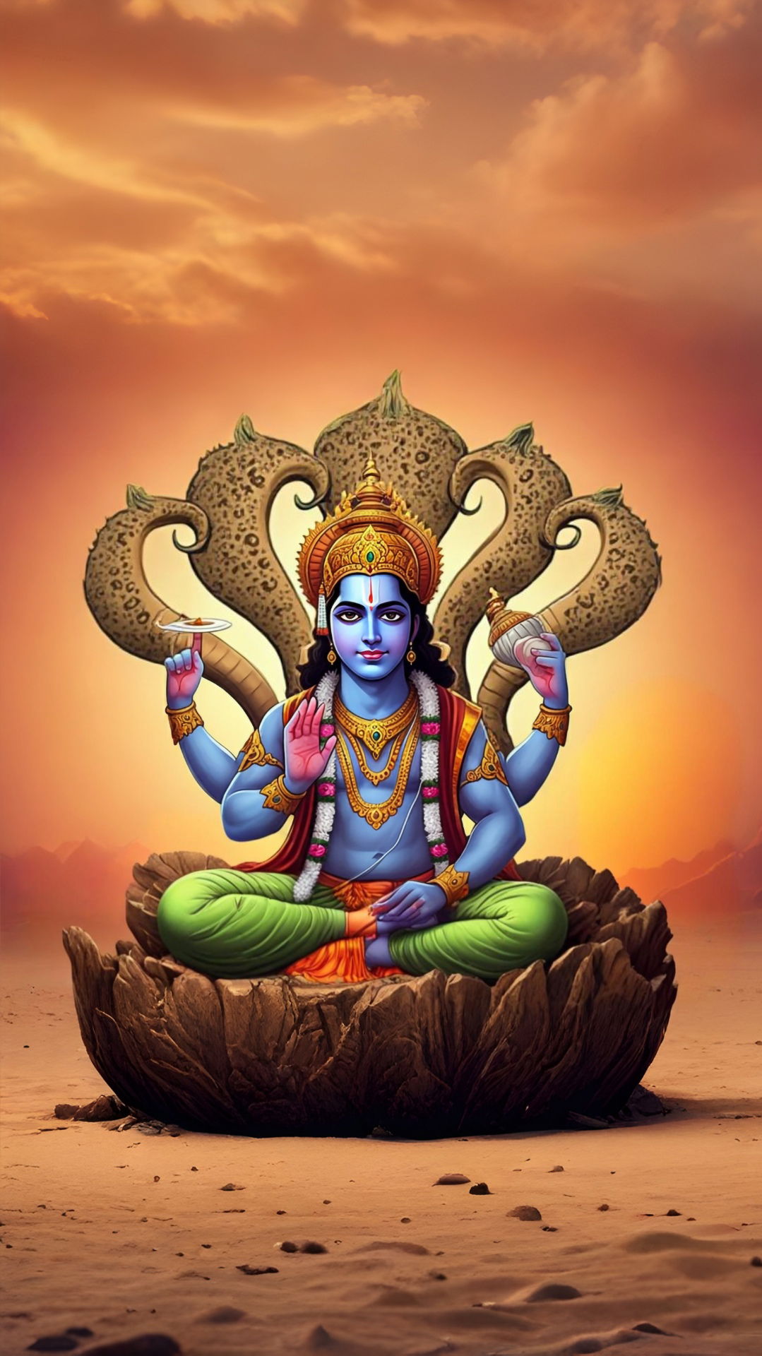 Vishnu resting on Sheshnag divine wallpaper